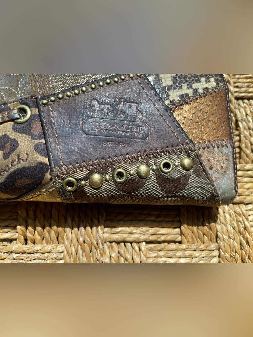 Vintage Y2k Coach Patchwork Wallet With Brass Hardwear - Gem